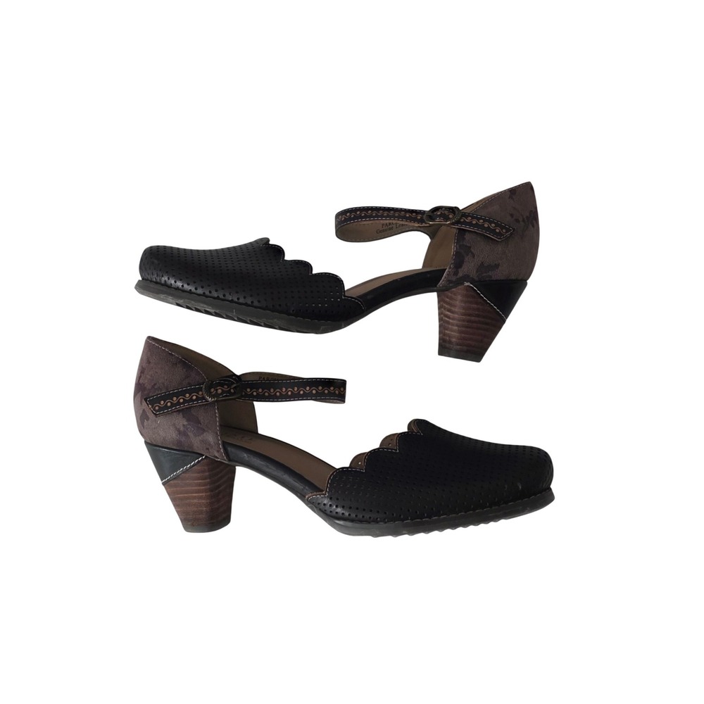 L'Artiste Parchelle Mary Jane Shoes in Bordeaux Multi Leather 11/42 Heels Retro